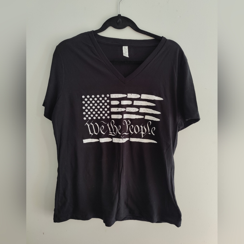 Patriotic We the People Bullet Flag Ladie's tee